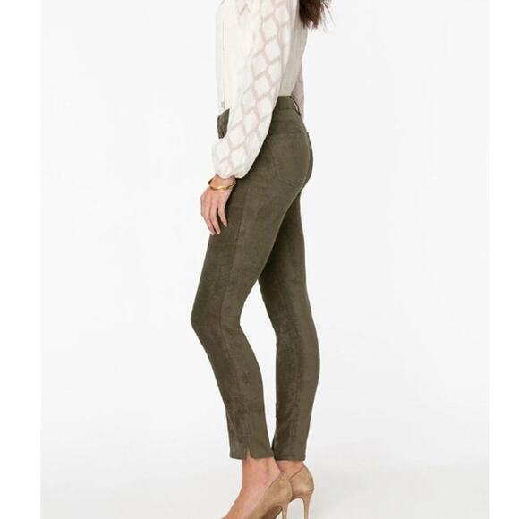 NYDJ Women Alina Skinny Faux Suede Ankle Stretch Jeans Size 14 Martini Olive NWT - Picture 4 of 13